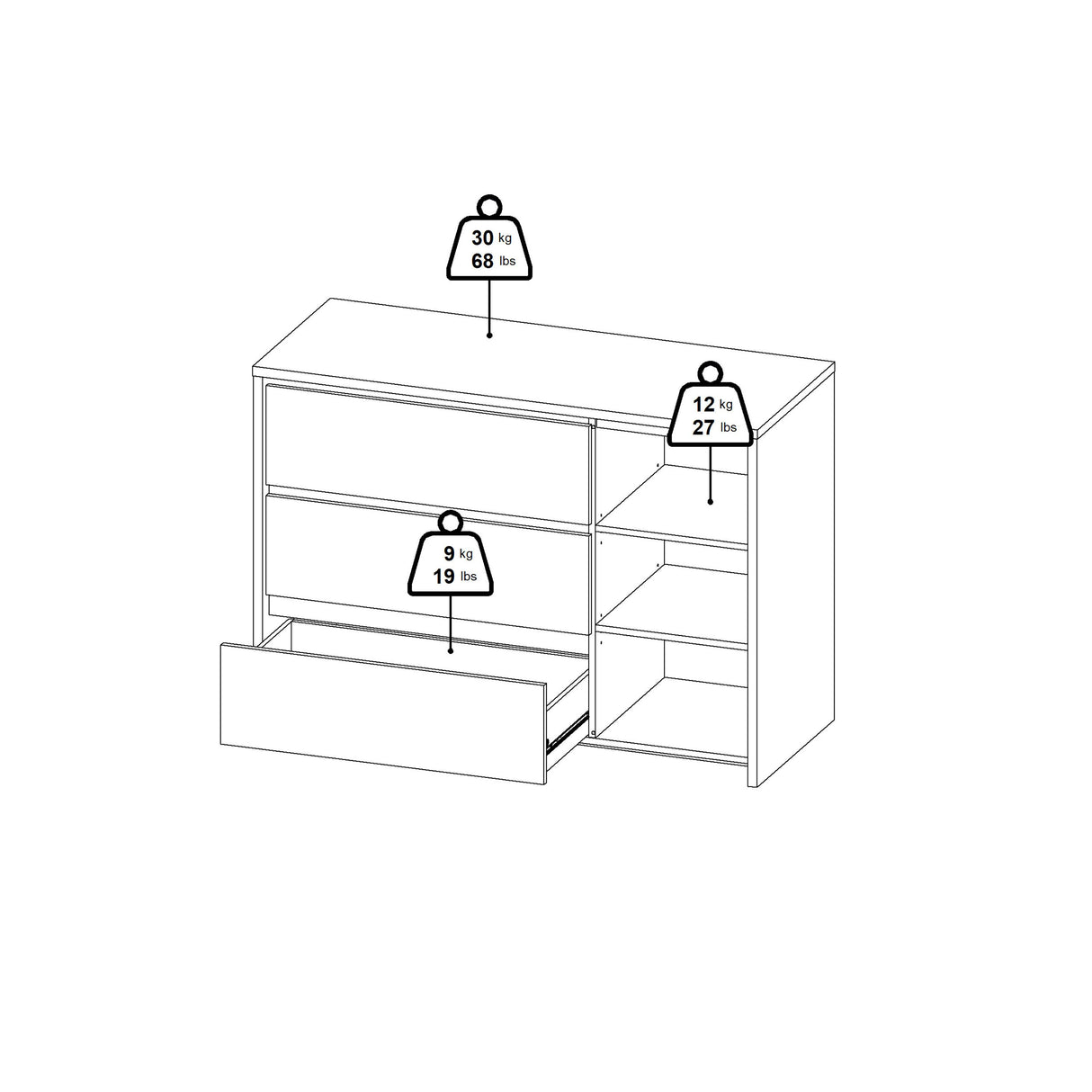 Next Sideboard with 1 Door and 3 Drawers