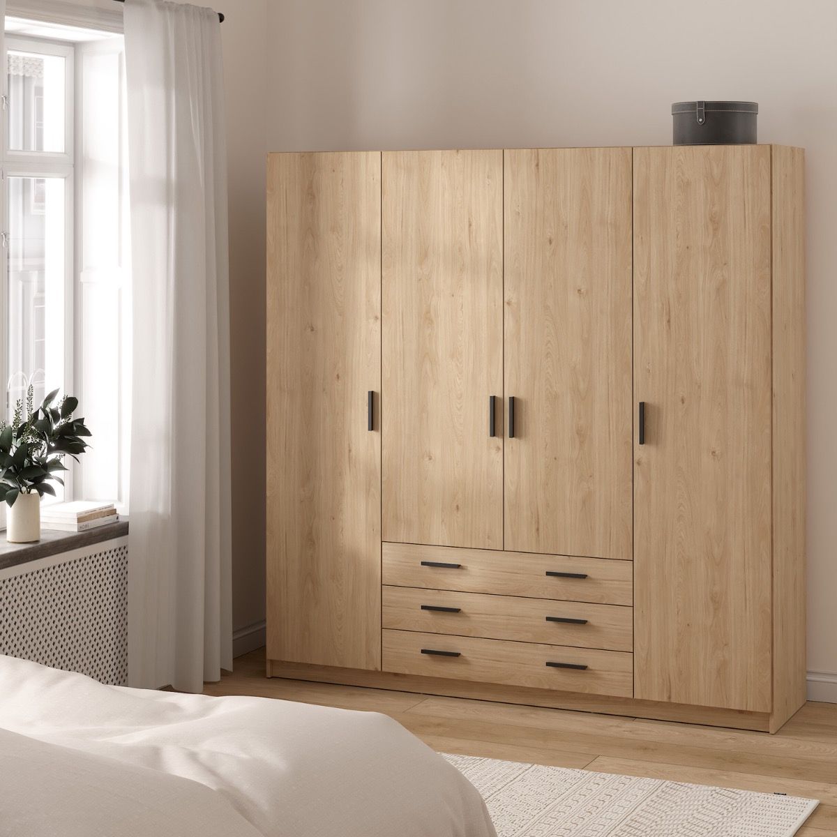 Sprint Wardrobe with 4 Doors + 3 Drawers