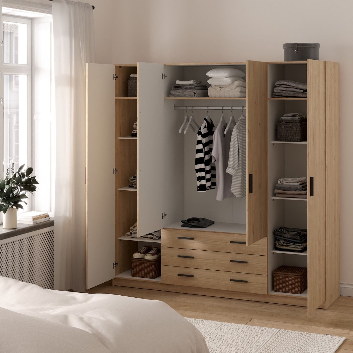 Sprint Wardrobe with 4 Doors + 3 Drawers