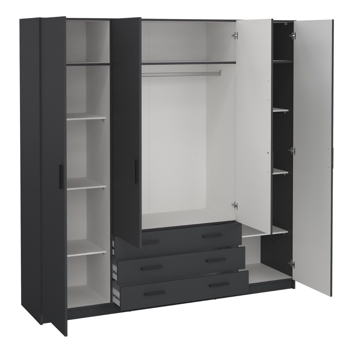 Sprint Wardrobe with 4 Doors + 3 Drawers