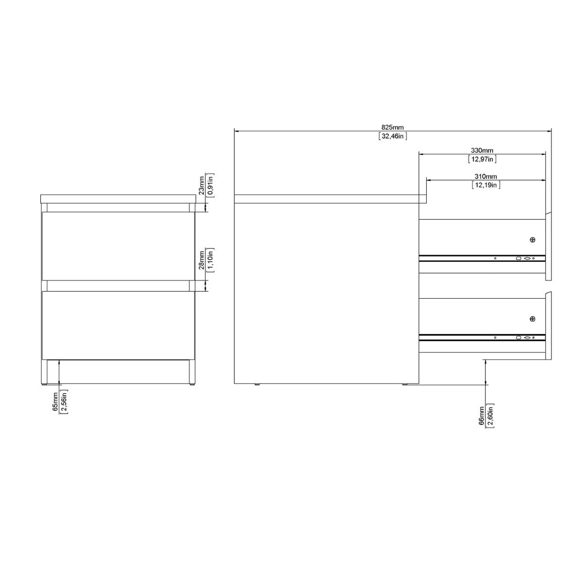 Naia Bedside 2 Drawers