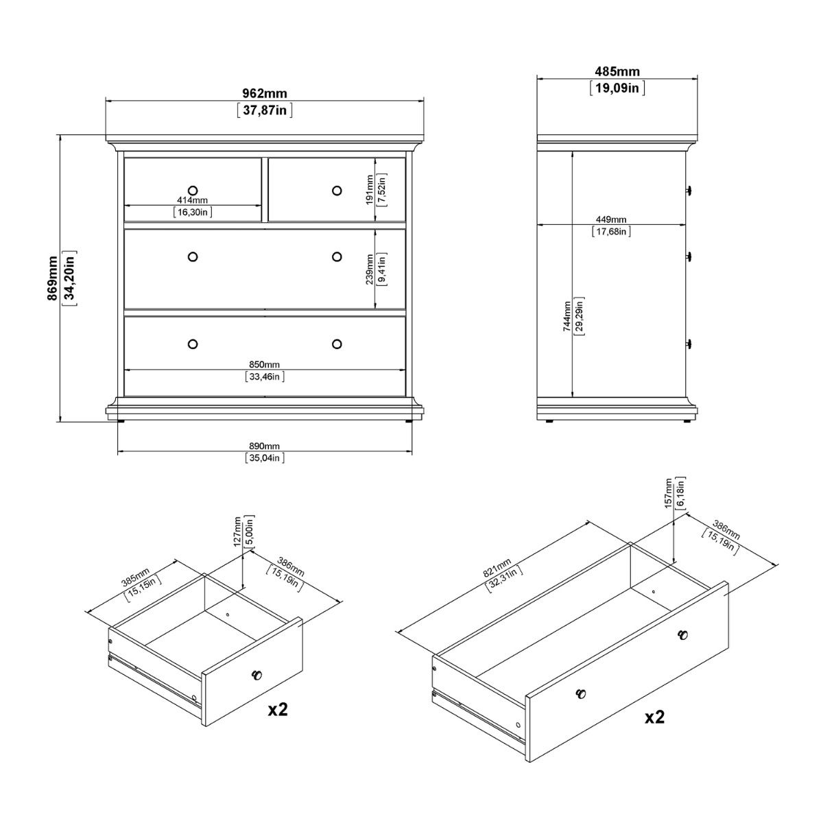 Paris Chest of 4 Drawers