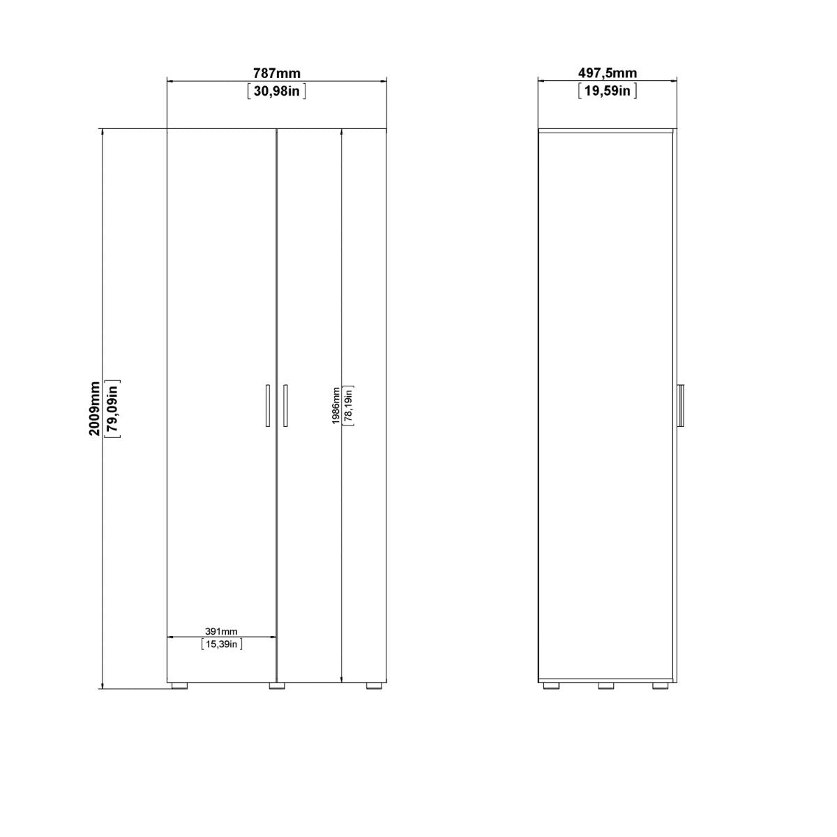 Pepe Wardrobe with 2 doors in Brown with White High Gloss