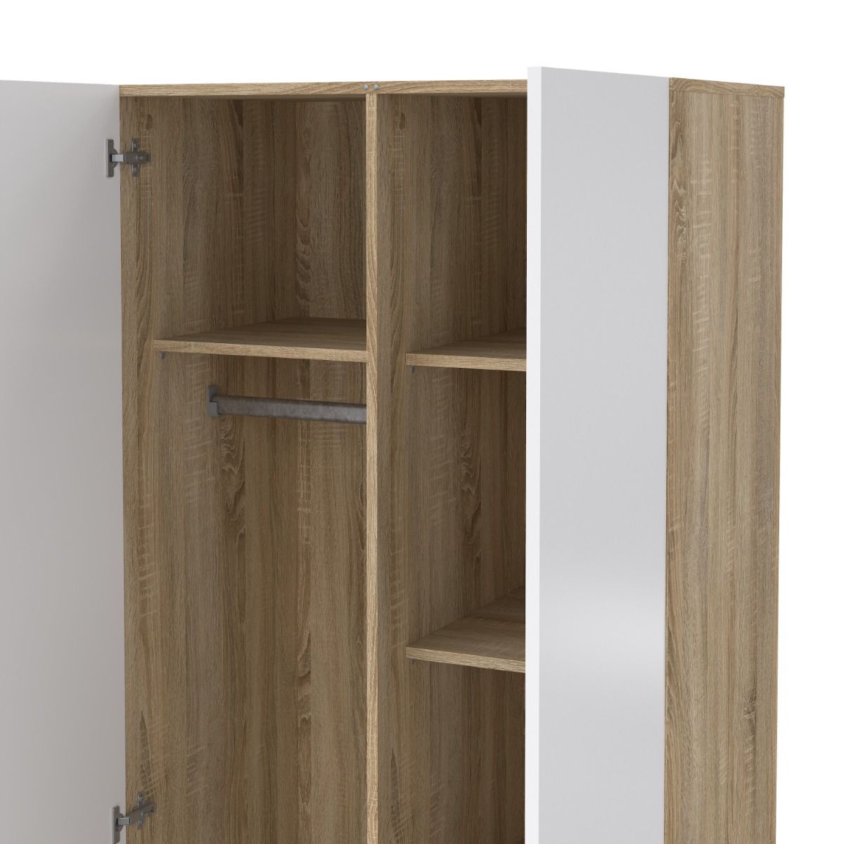 Pepe Wardrobe with 2 doors in Brown with White High Gloss