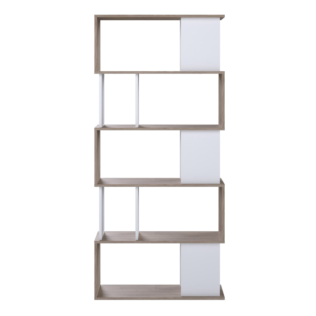 Maze Open Bookcase 4 Shelves in Hickory Brown and White