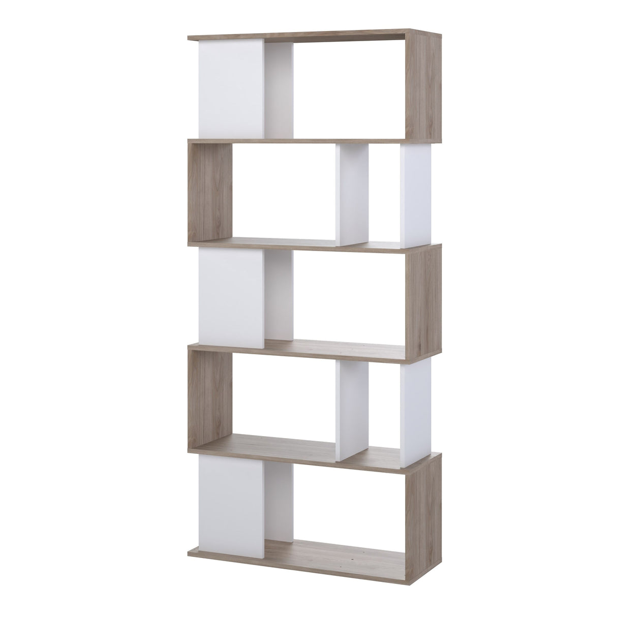 Maze Open Bookcase 4 Shelves in Hickory Brown and White