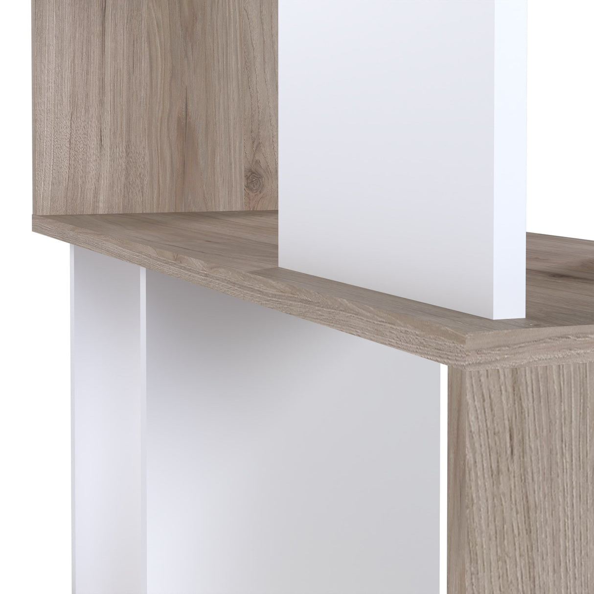 Maze Open Bookcase 4 Shelves in Hickory Brown and White
