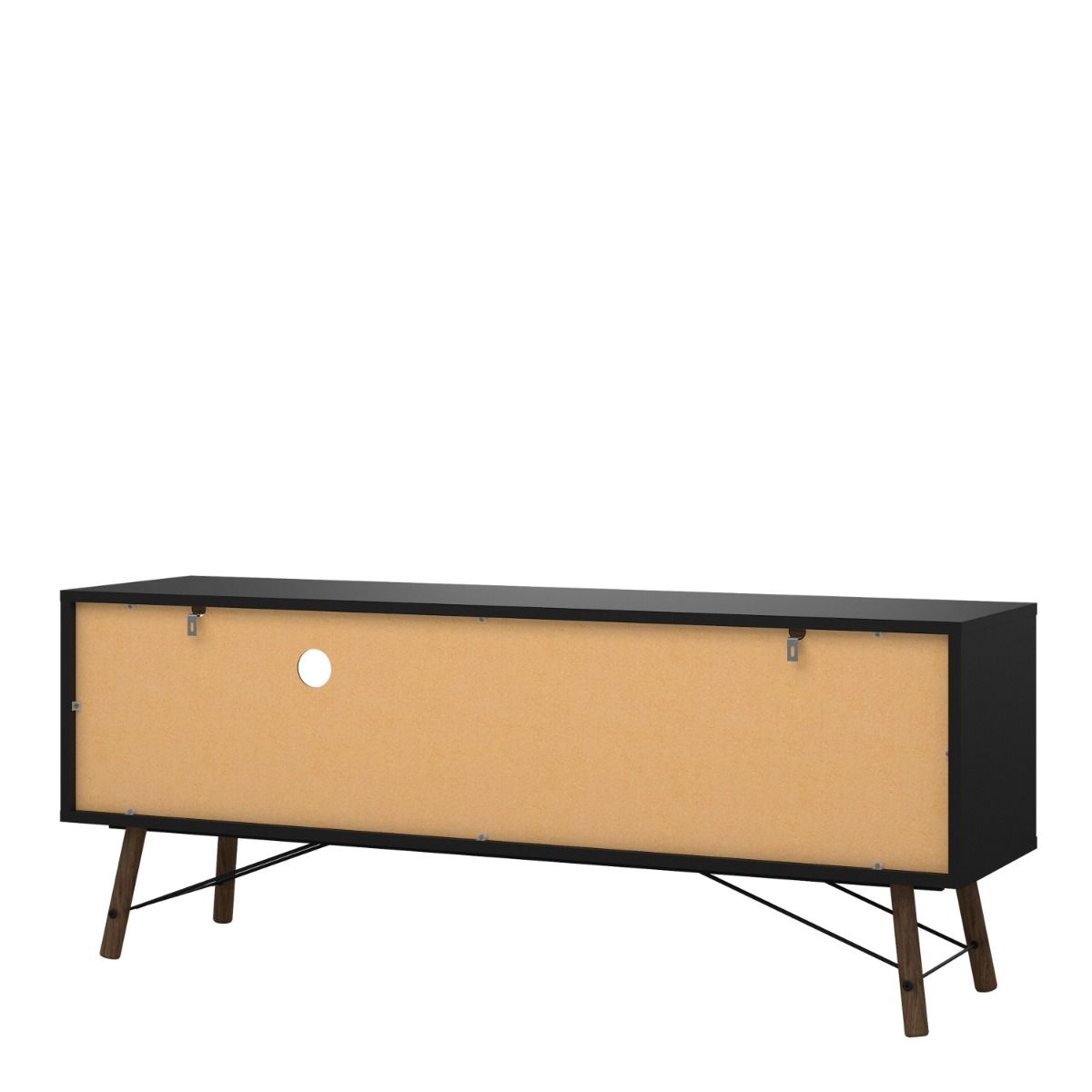 Ry TV Unit with Drawer and Door in Matt Black Walnut