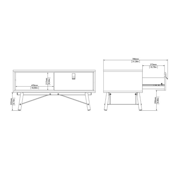Ry Coffee Table with Drawer in Matt White