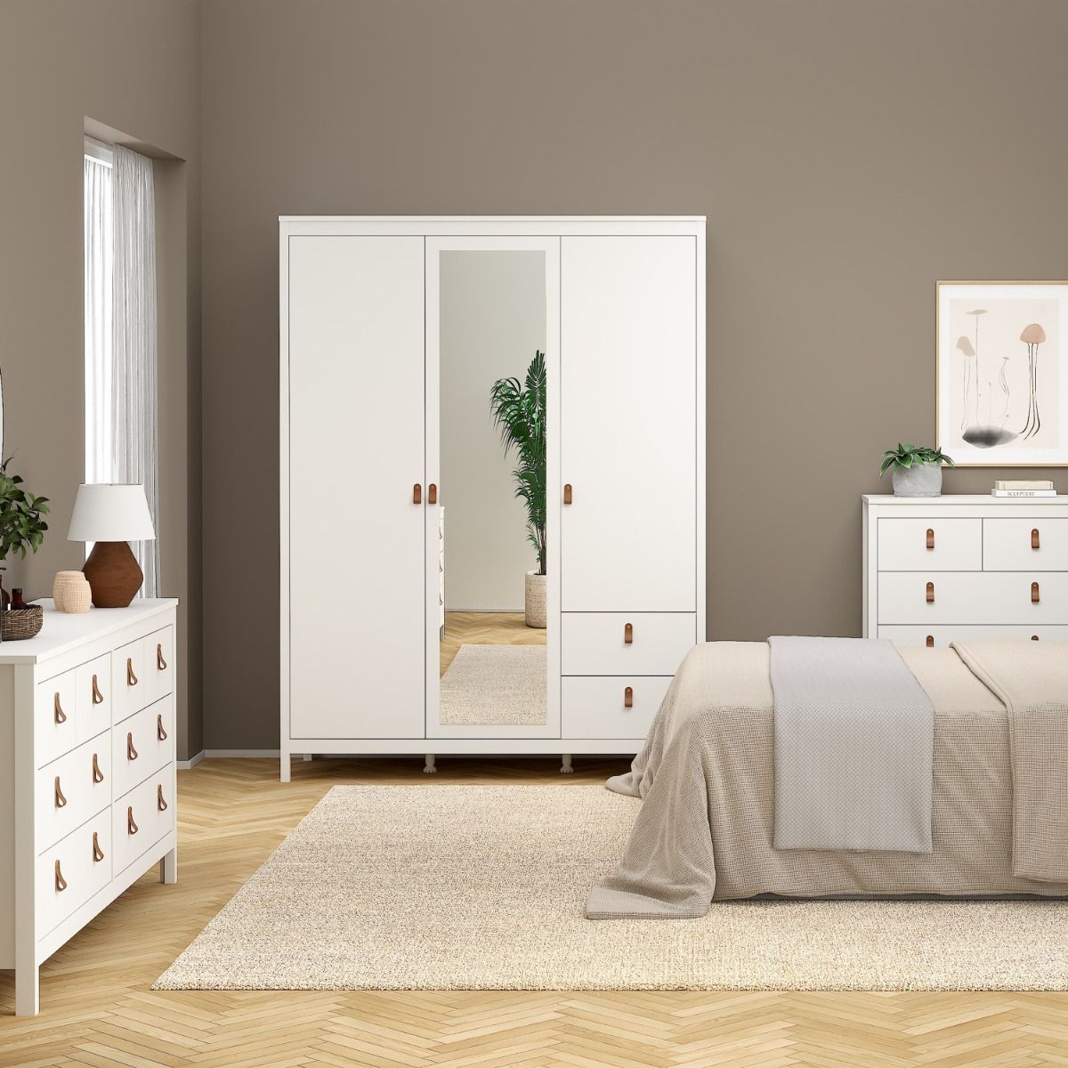 Barcelona Wardrobe with 2 Doors 1 Mirror Door 2 Drawers