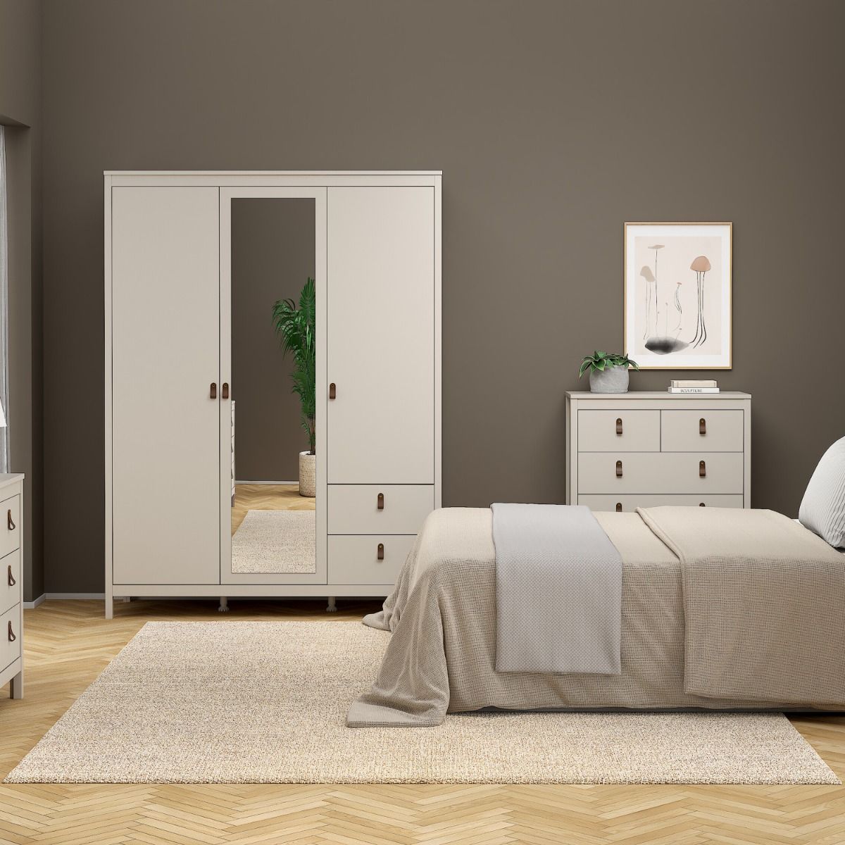 Barcelona Wardrobe with 2 Doors 1 Mirror Door 2 Drawers