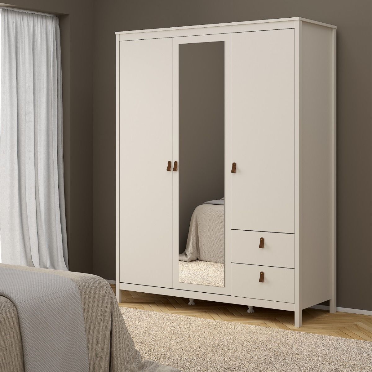 Barcelona Wardrobe with 2 Doors 1 Mirror Door 2 Drawers