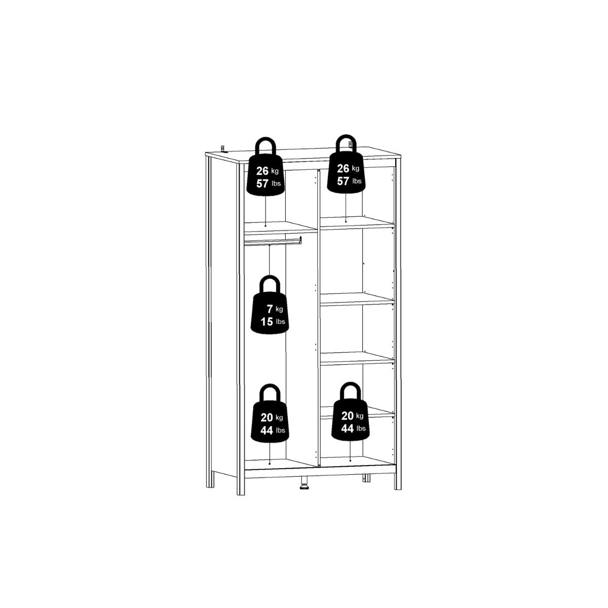 Barcelona Wardrobe with 2 Doors