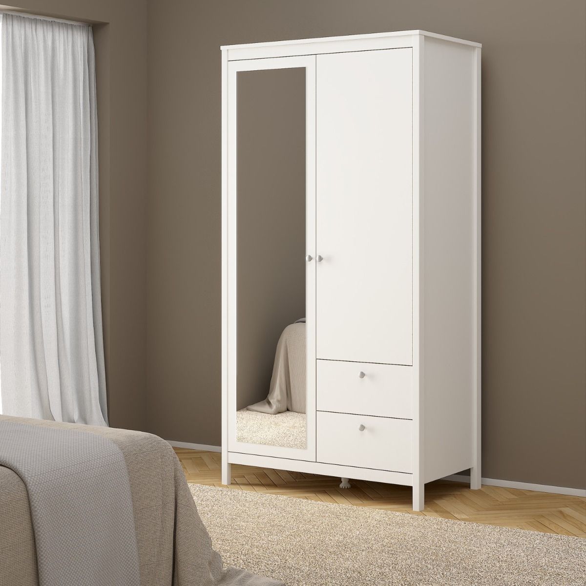 Madrid Wardrobe with 1 Door 1 Mirror Door 2 Drawers