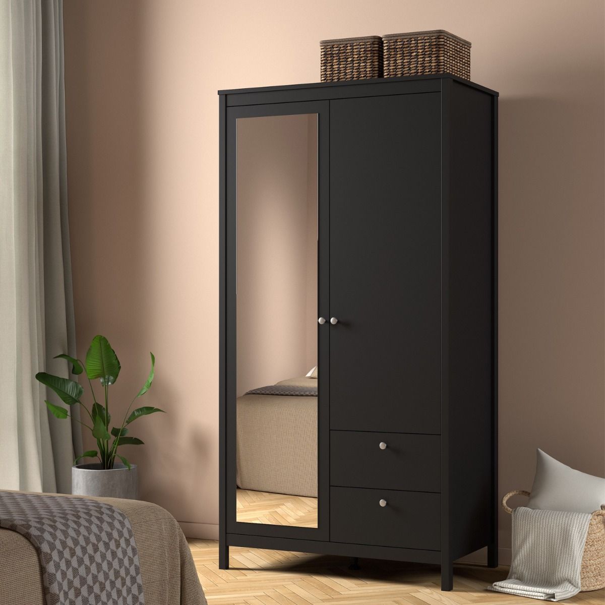 Madrid Wardrobe with 1 Door 1 Mirror Door 2 Drawers