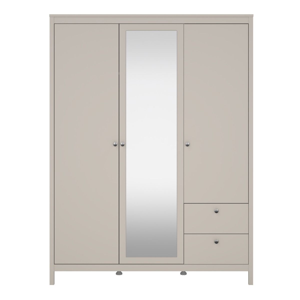 Madrid Wardrobe with 2 Doors + 1 Mirror Door + 2 Drawers in Cashmere