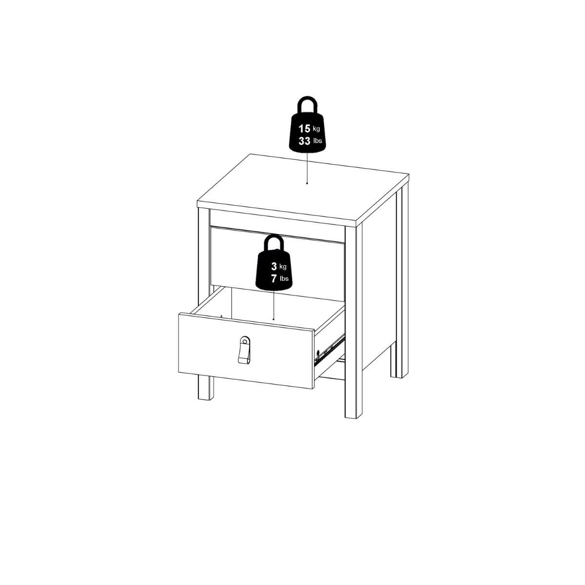 Madrid Bedside Table 2 Drawers