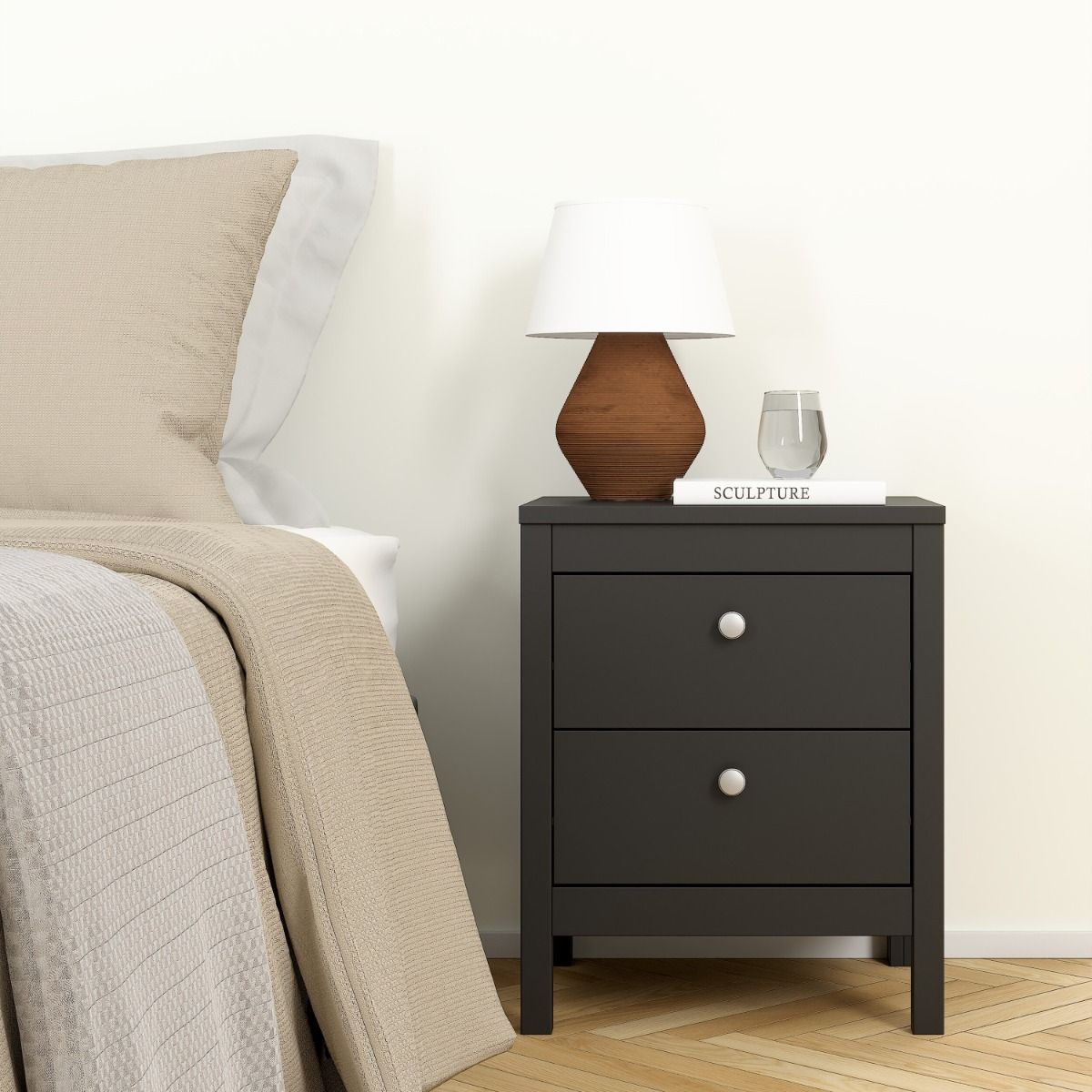 Madrid Bedside Table 2 Drawers