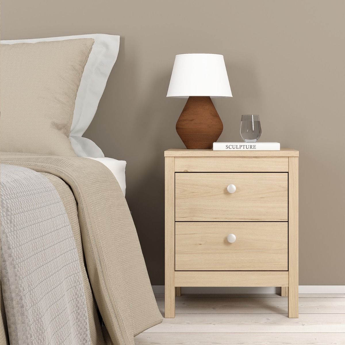 Madrid Bedside Table 2 Drawers