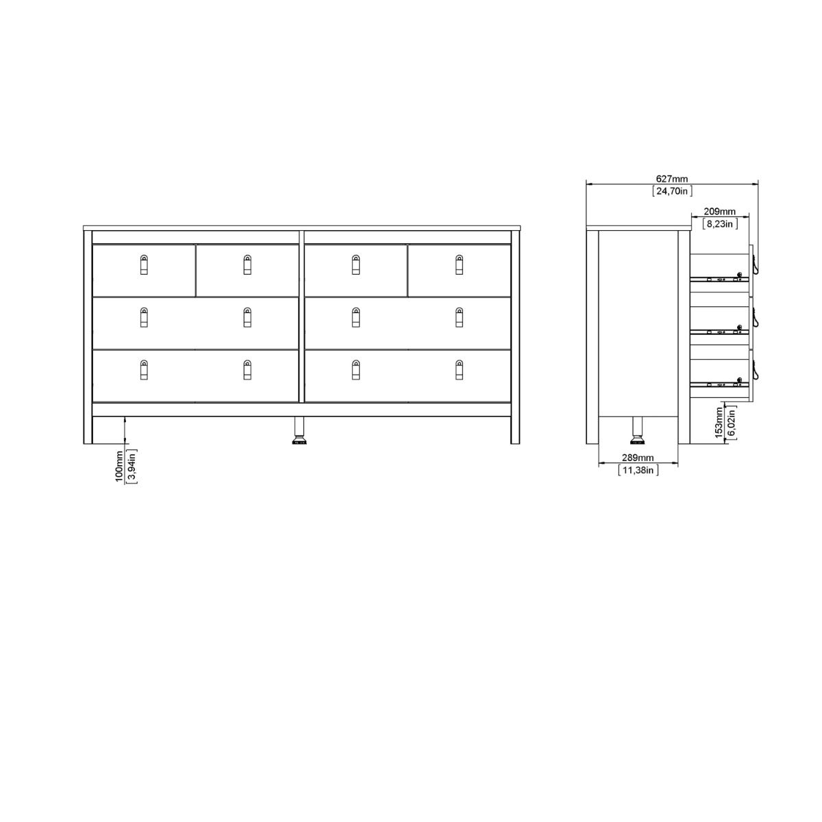 Madrid Double Dresser 4+4 Drawers