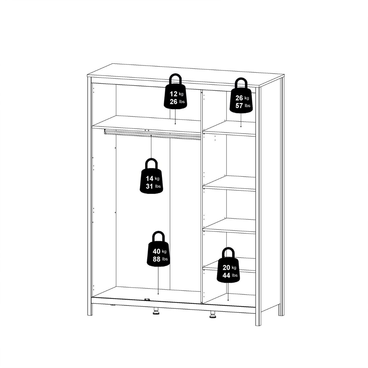 Madrid Wardrobe with 3 Doors
