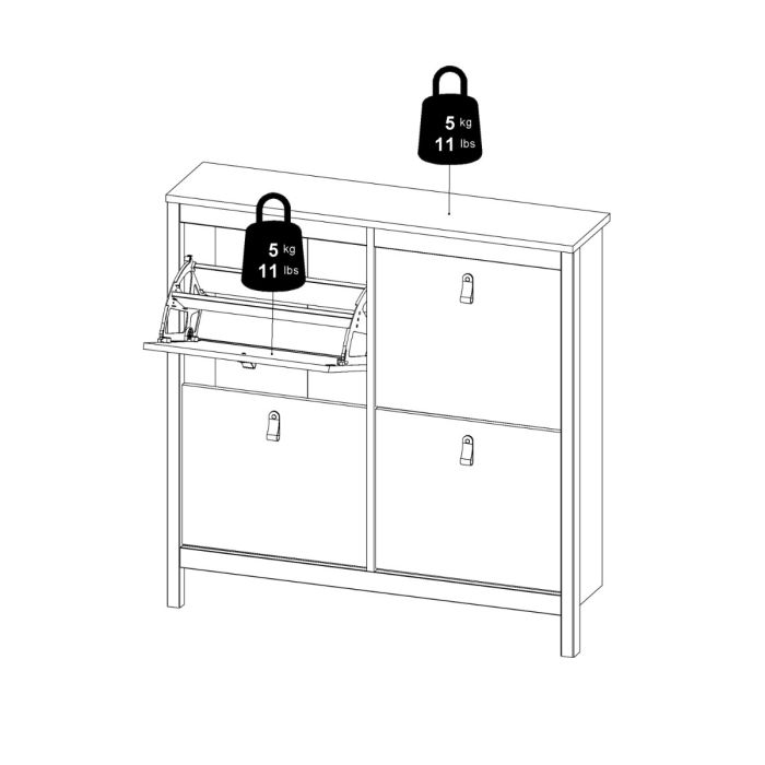 Madrid Shoe Cabinet 4 Flip Down Doors