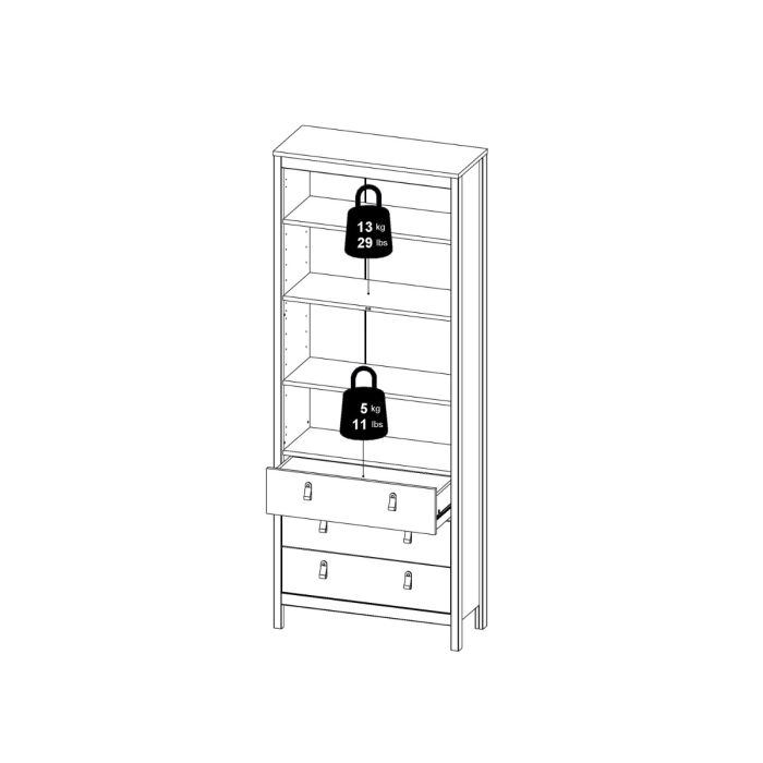 Madrid China Cabinet 2 Glass Doors with 3 Drawers