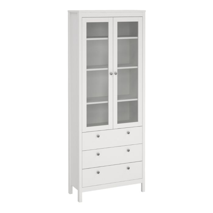Madrid China Cabinet 2 Glass Doors with 3 Drawers