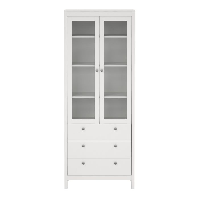 Madrid China Cabinet 2 Glass Doors with 3 Drawers