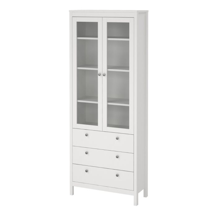 Madrid China Cabinet 2 Glass Doors with 3 Drawers