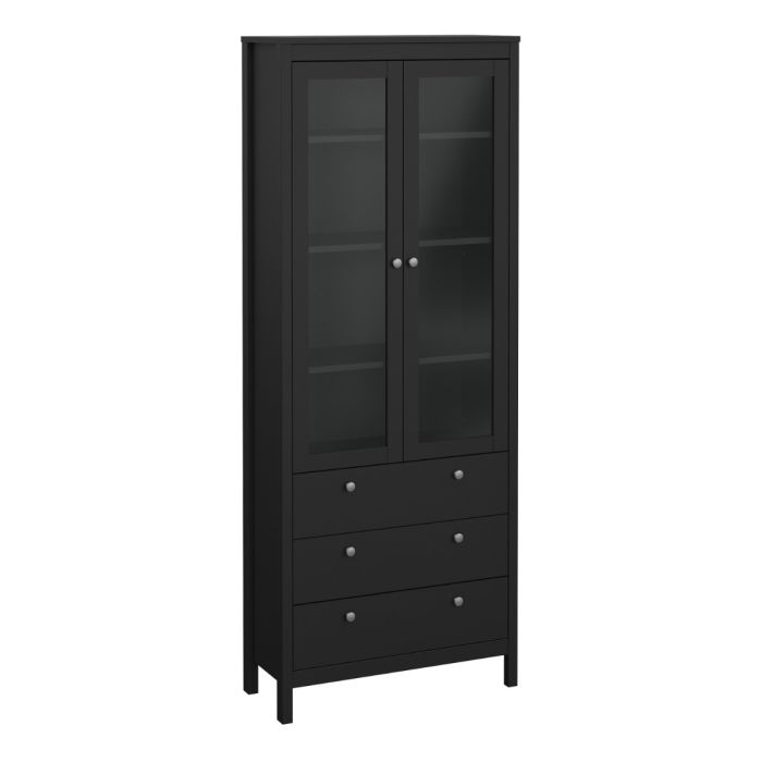 Madrid China Cabinet 2 Glass Doors with 3 Drawers