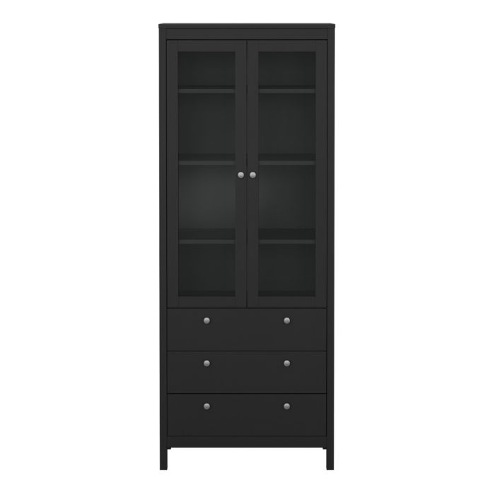 Madrid China Cabinet 2 Glass Doors with 3 Drawers