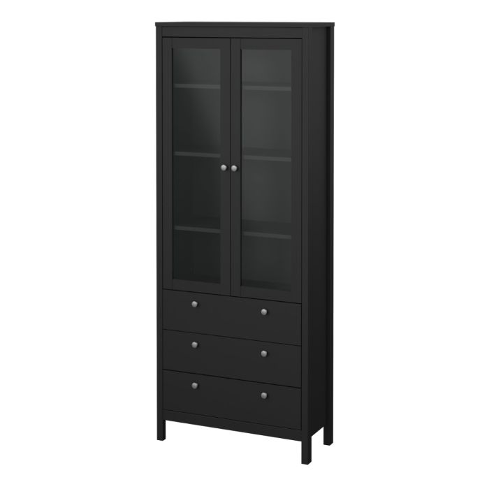 Madrid China Cabinet 2 Glass Doors with 3 Drawers