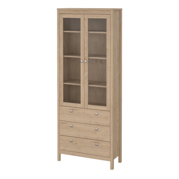 Madrid China Cabinet 2 Glass Doors with 3 Drawers