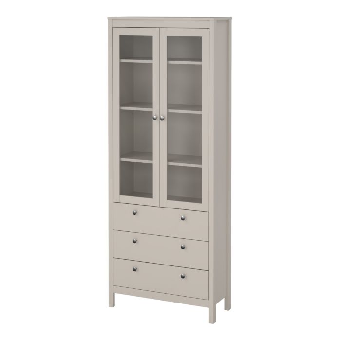 Madrid China Cabinet 2 Glass Doors with 3 Drawers