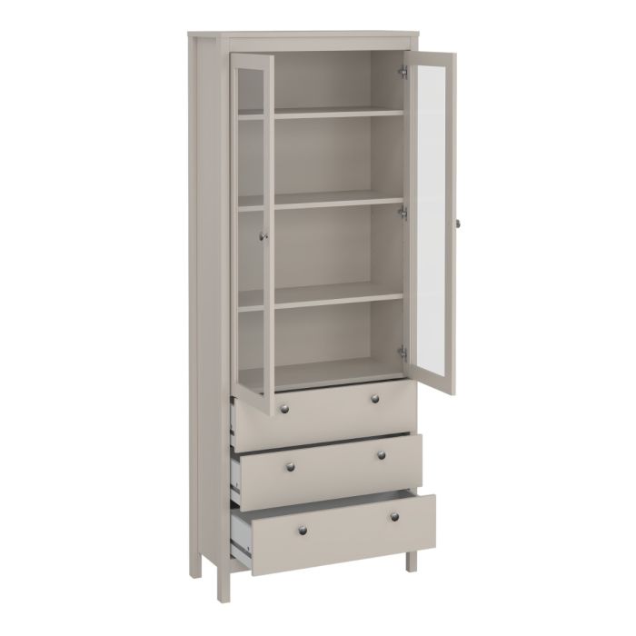 Madrid China Cabinet 2 Glass Doors with 3 Drawers