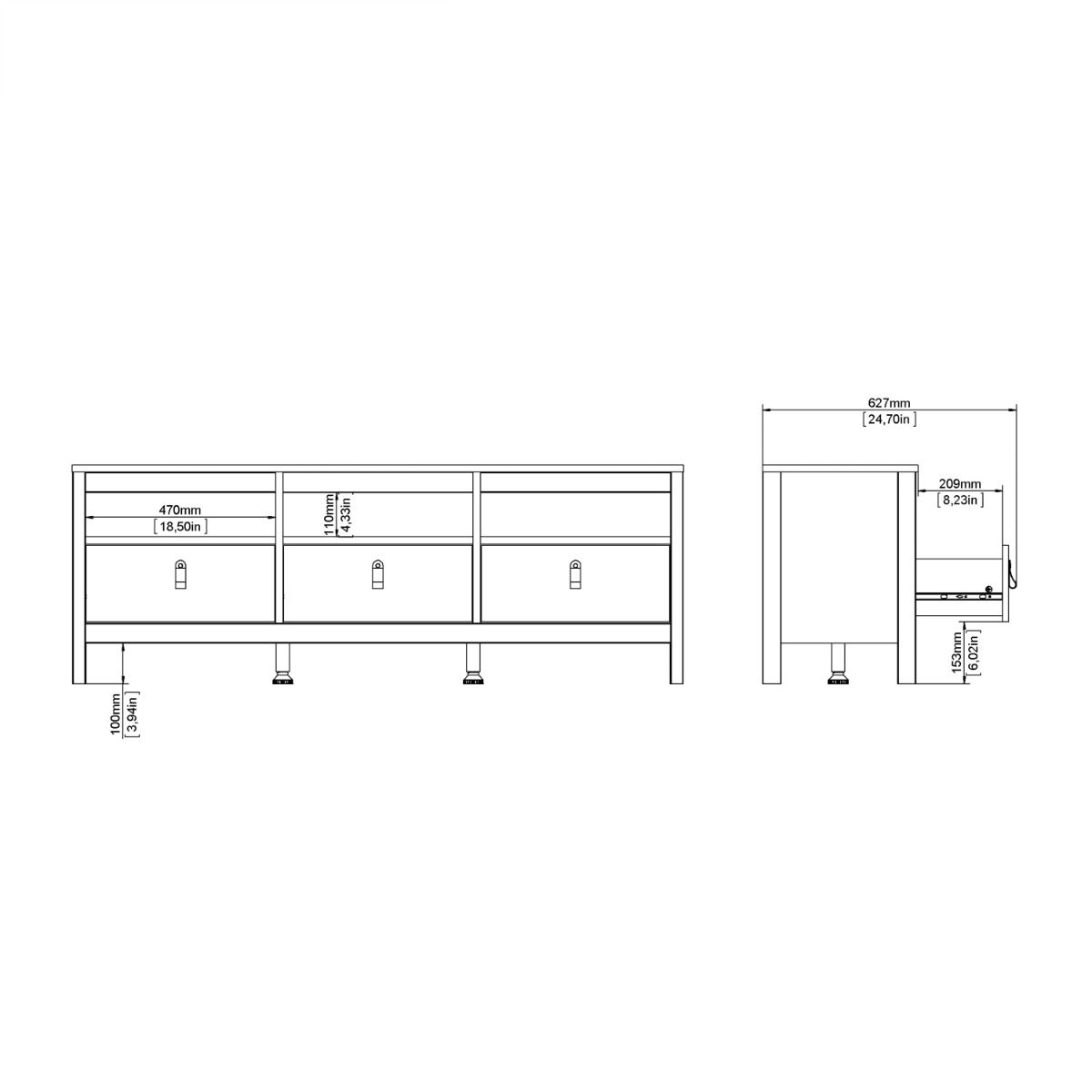 Madrid TV Unit 3 Drawers