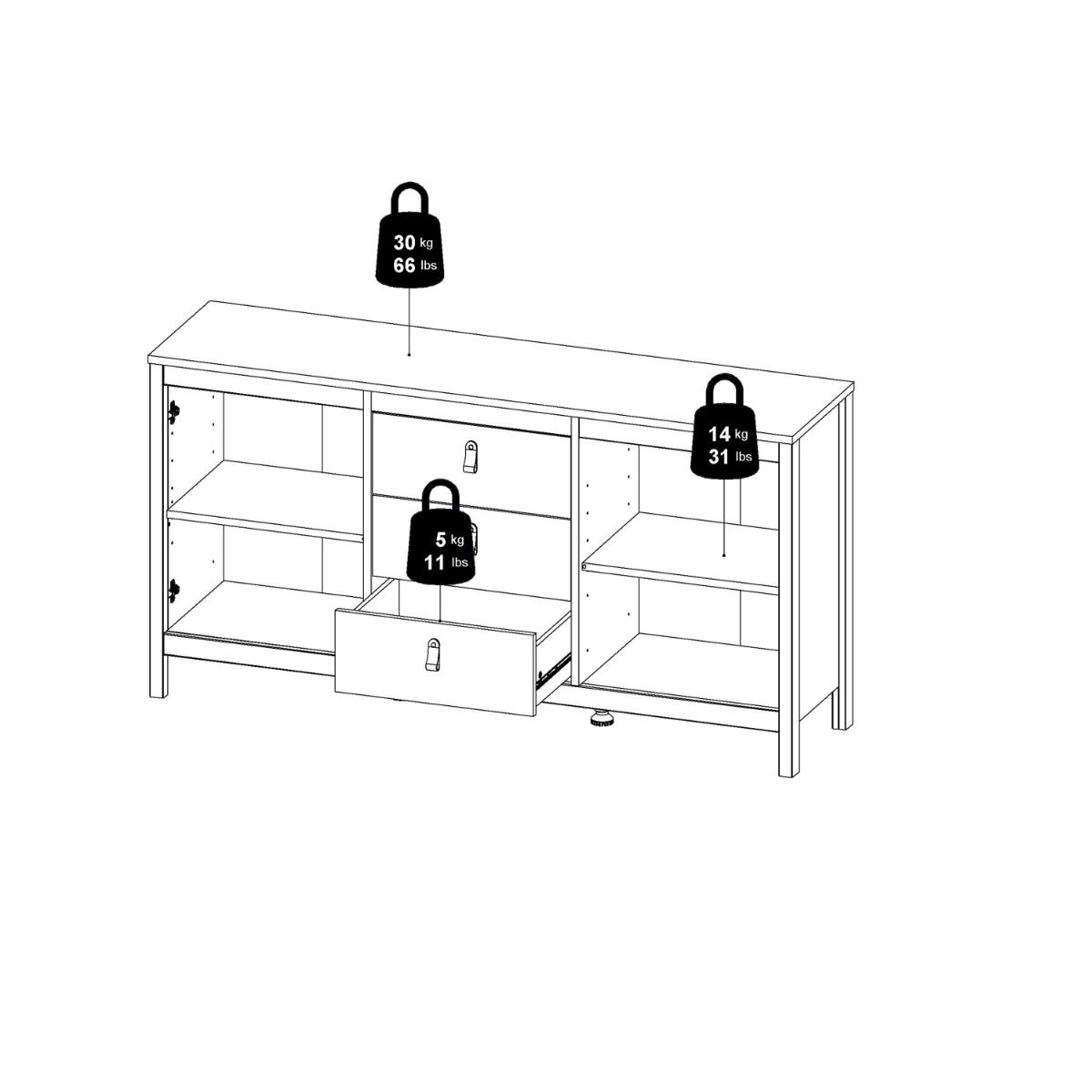 Madrid Sideboard 2 Doors + 3 Drawers