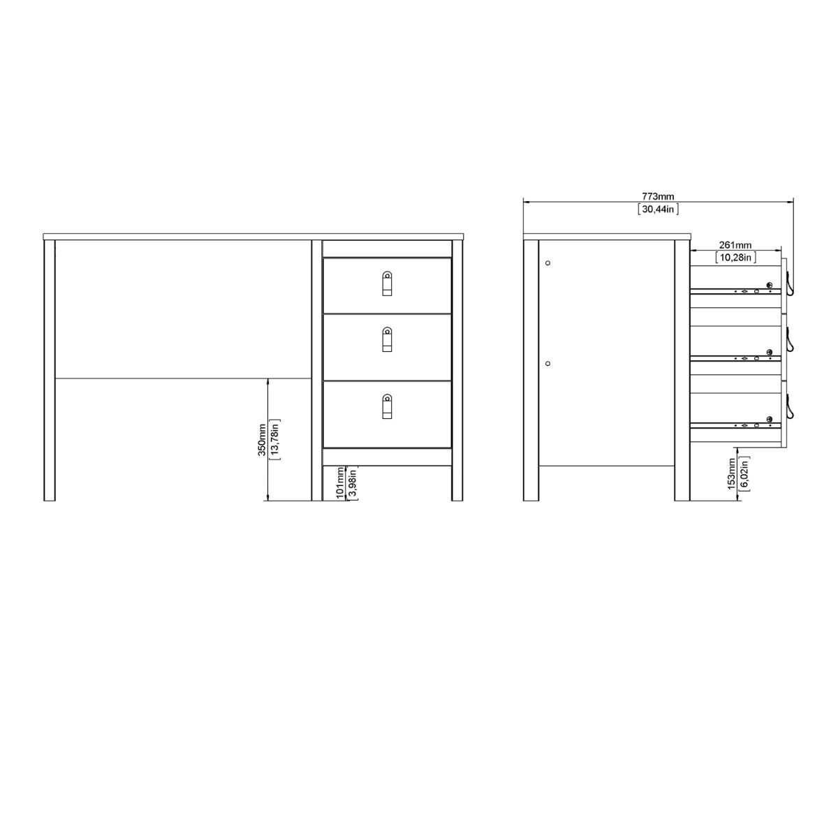 Madrid Desk 3 Drawers