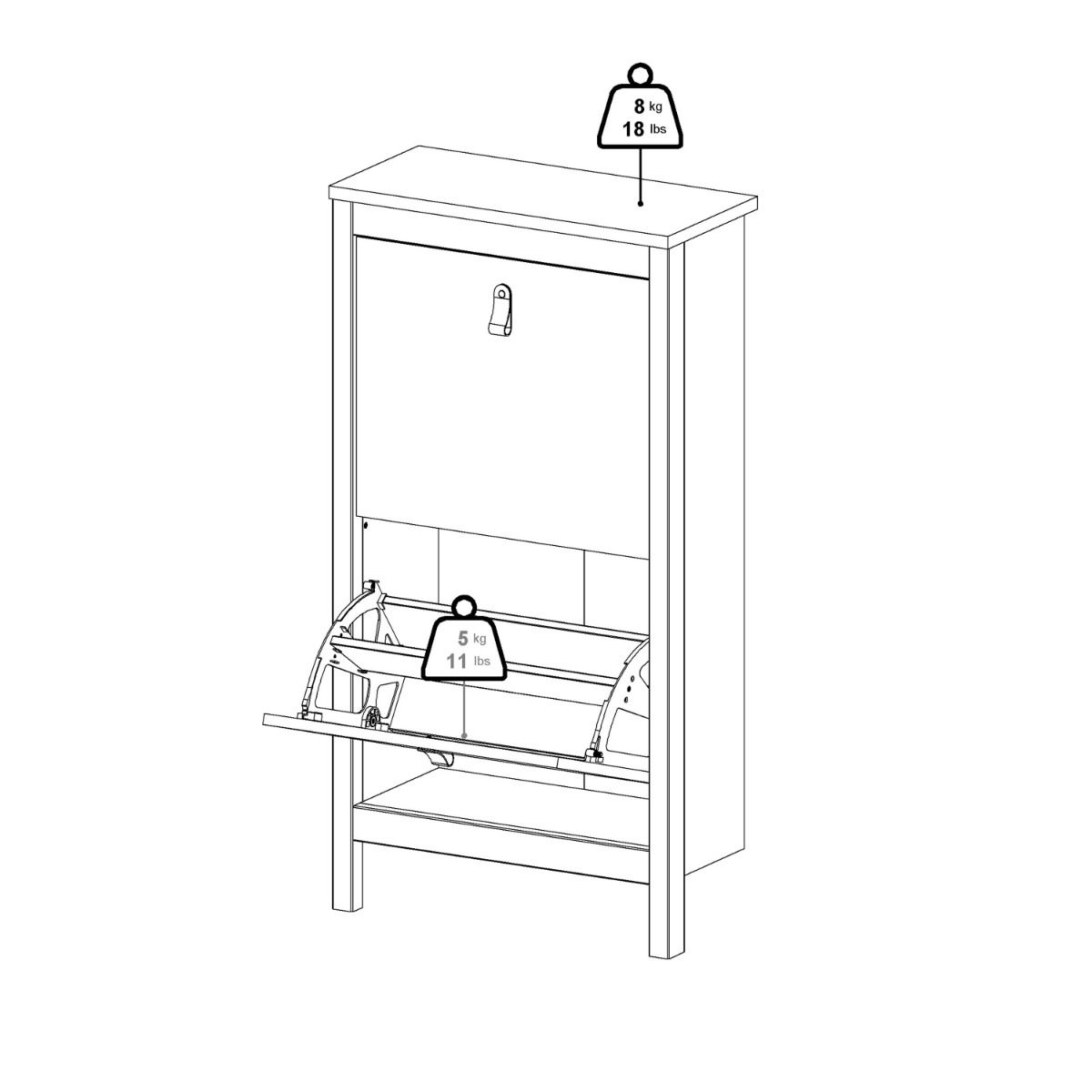 Madrid Shoe Cabinet 2 Flip Down Doors
