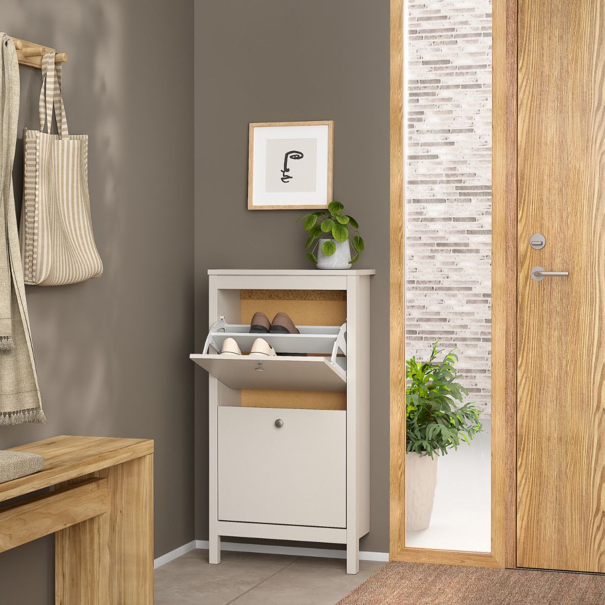 Madrid Shoe Cabinet 2 Flip Down Doors