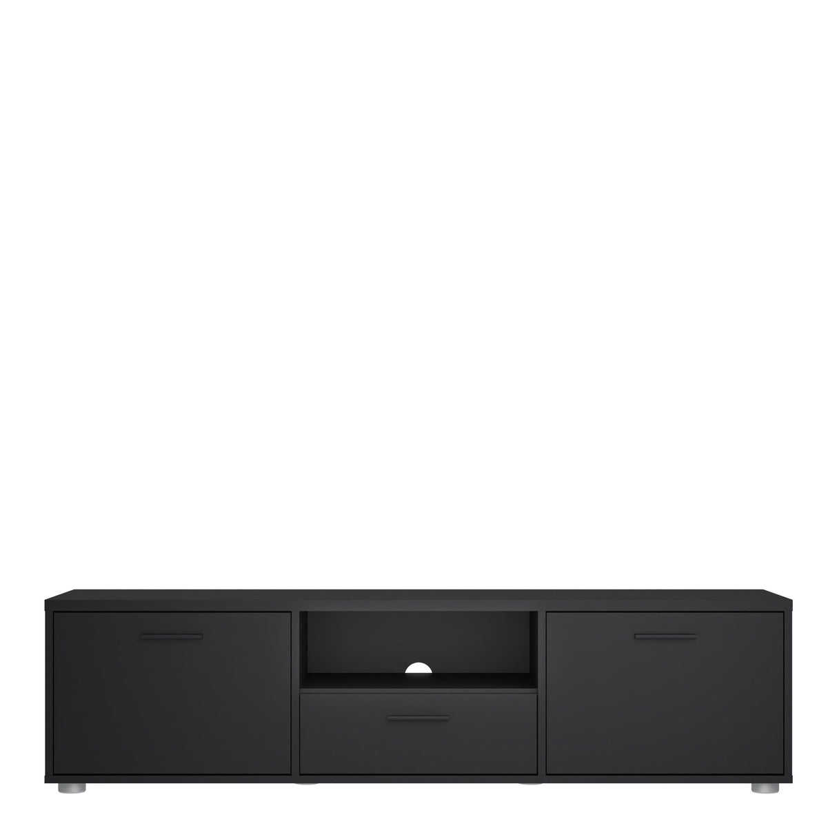 Media TV Unit with 2 Doors and 1 Drawer in Black (147cm)