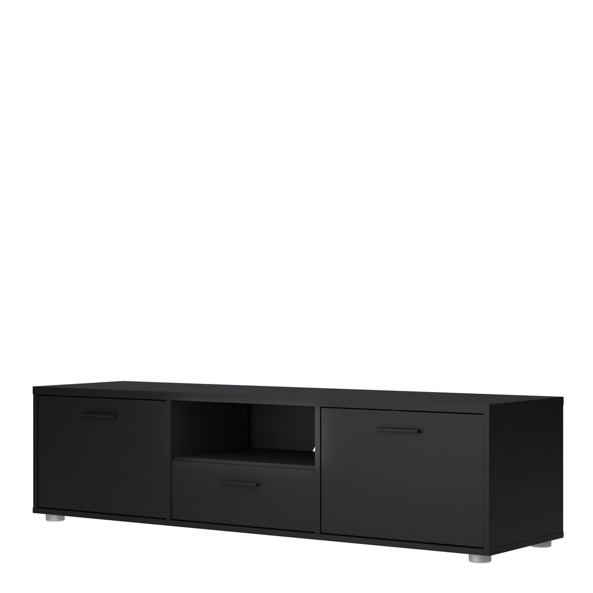 Media TV Unit with 2 Doors and 1 Drawer in Black (147cm)