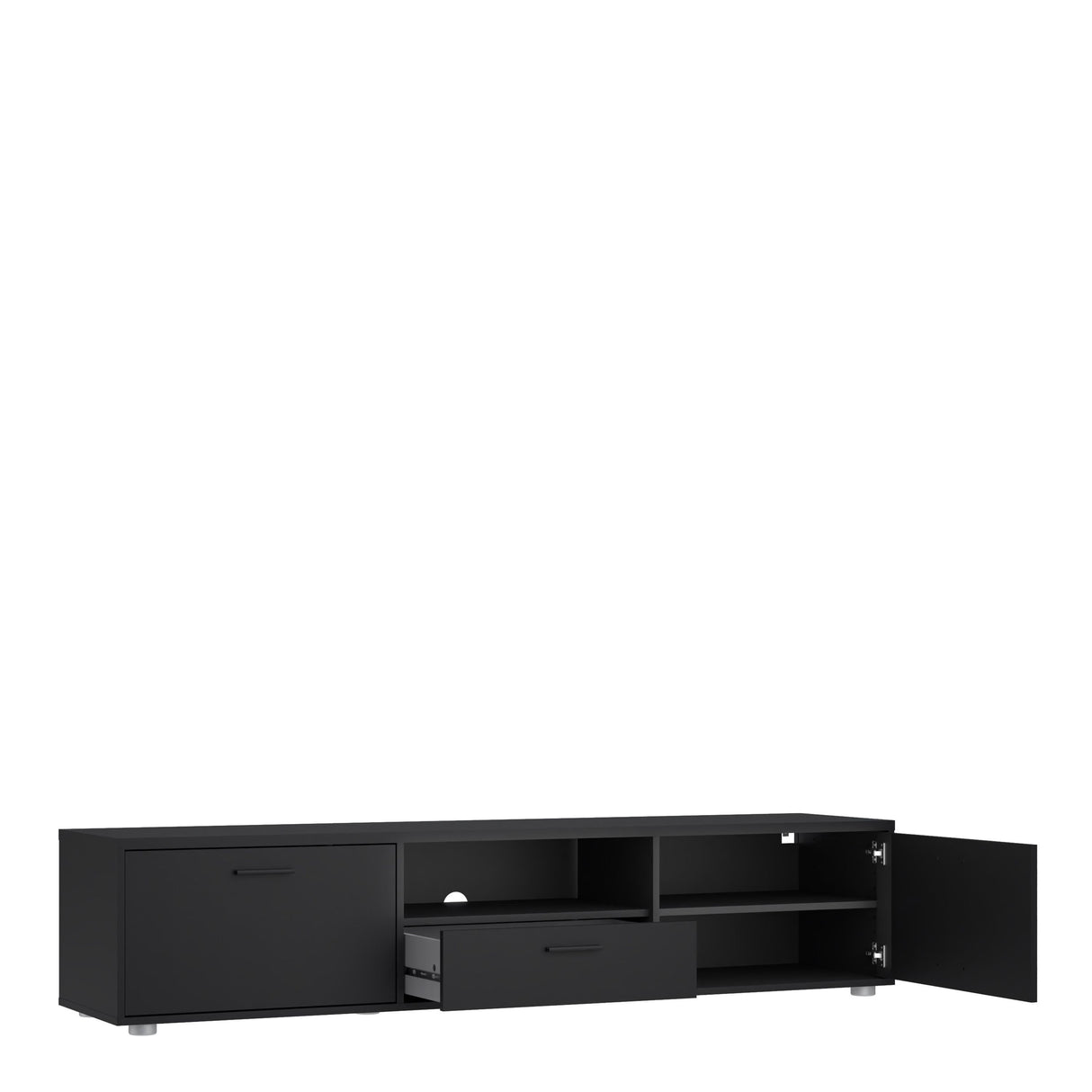Media TV Unit with 2 Doors and 1 Drawer in Black (177cm)
