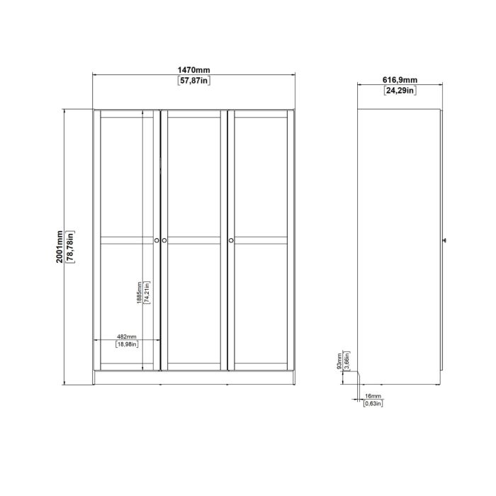 Brande Wardrobe with 3 Frame Doors