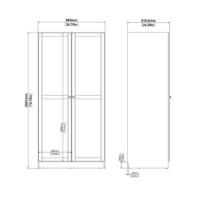 Brande Wardrobe 2 Frame Doors
