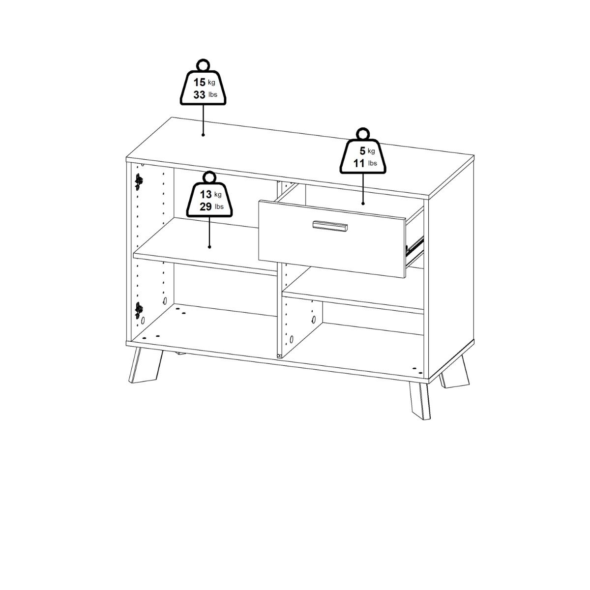 Ikast Sideboard 2 Doors 1 Drawer in Jackson Hickory and White