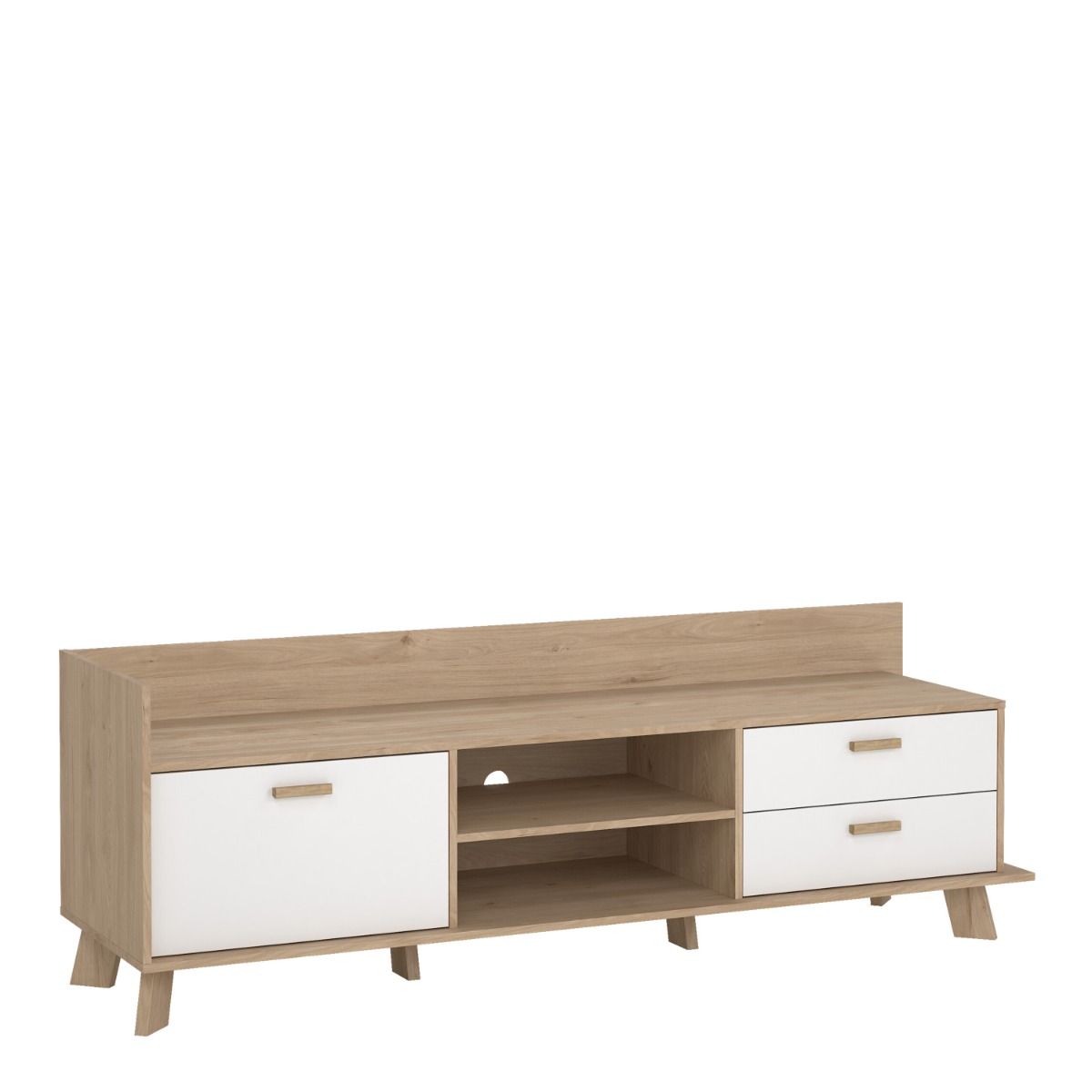 Ikast TV Unit 1 Door 2 Drawers in Jackson Hickory and White
