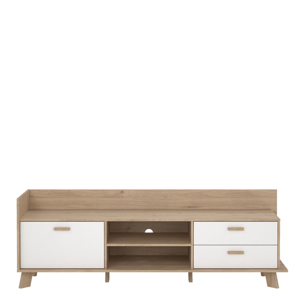 Ikast TV Unit 1 Door 2 Drawers in Jackson Hickory and White