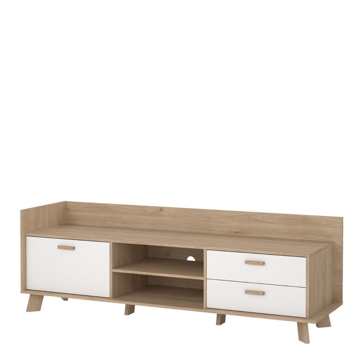 Ikast TV Unit 1 Door 2 Drawers in Jackson Hickory and White